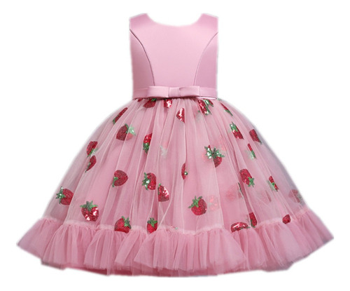 Vestido De Niños Lentejuelas Navidad Patrón De Fresa Malla