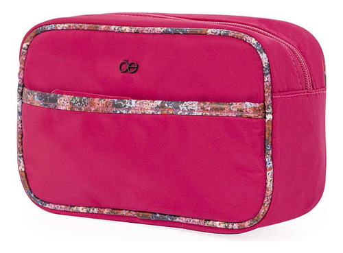 Cloe - Cosmetiquera Mediana Textil Para Mujer Color Magenta Diseño De La Tela Liso