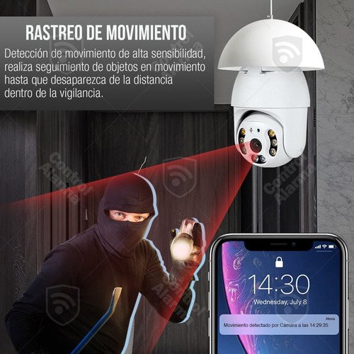 Imagen 6 de 10 de Camara Domo Socket E27 Foco Ip Wifi Rastreo Seguridad Fhd