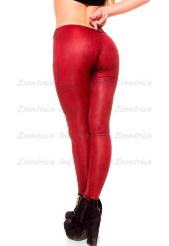 Imagen 2 de 6 de Calza Engomada Estampada Drapeada Efecto Push Up-en La Cola