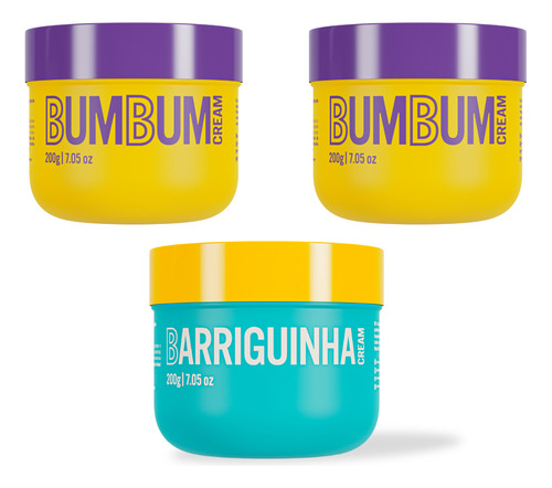 Kit Pre-treino: 2x Bumbum Cream + 1x Barriguinha Cream