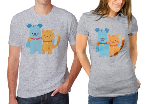 Camisetas Estampadas Amigos,combo X2 Gato Y Perro