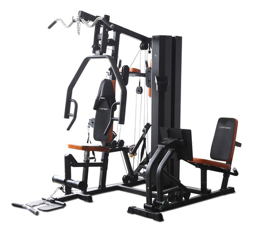 Multigym Multiestacion 80kg C/prensa Ranbak 660 Cuota Envio Negro Negro Y Naranaja