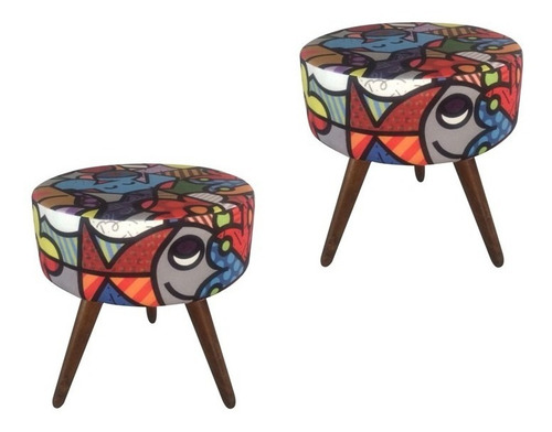 Kit 2 Puff Decorativo Lavínia Triângulo Luxo Cor Romero Gato
