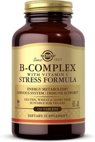 Vitamina B Complex + Vitamina C  Solgar 250 Tabletas