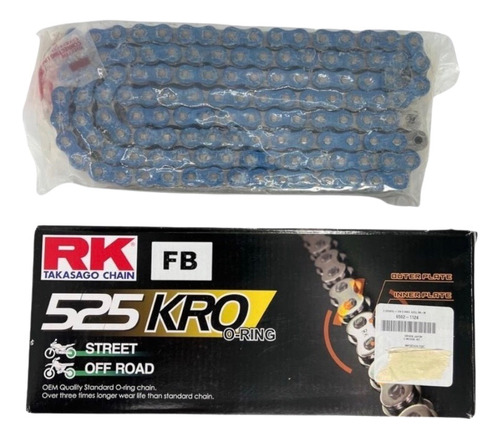 Cadena Rk Paso 525-124 O-ring Traccion R6 Cbr Color Azul