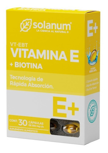 Vitamina E + Biotina Con 30 Cápsulas - Solanum Sabor Sin Sabor