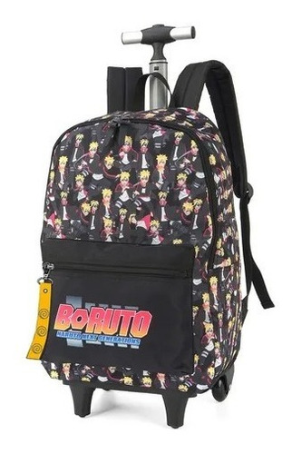 Mochila Rodinha 18 Juvenil Alça Boruto Naruto Luxcel Mc51683 Cor Cinza-escuro