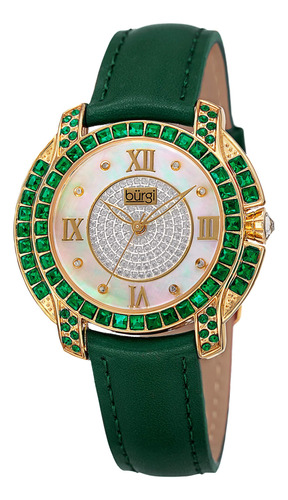 Reloj De Cuarzo De Oro Amarillo Bur156gn Burgi Para Mujer Co