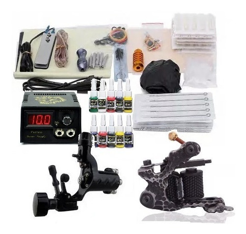 Kit Completo De Tatuar Tz-013 Maquina Fuente Tintas Etc