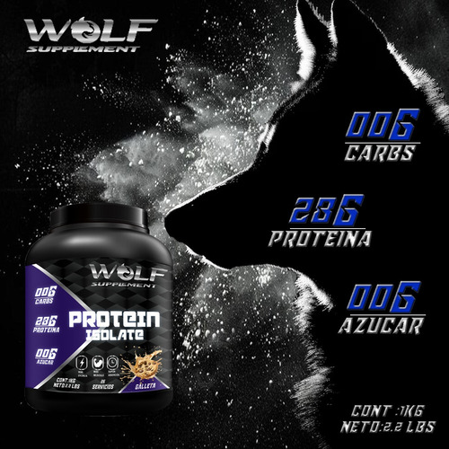 Proteína Whey Hs Hidrolizada Isolate Wolf 1kg 26 Servicios Galleta