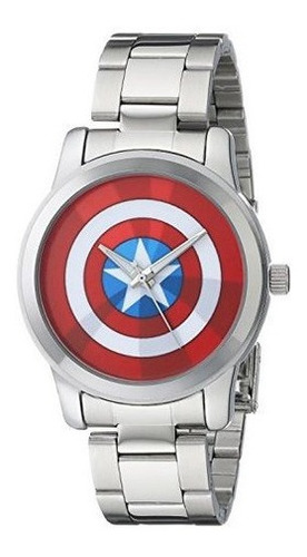 Marvel W001780 The Avengers Captain America Reloj De Plata