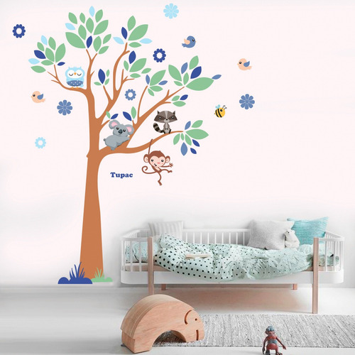 Vinilos Decorativos Arbol Infantil Pared Nombre Monito Koala