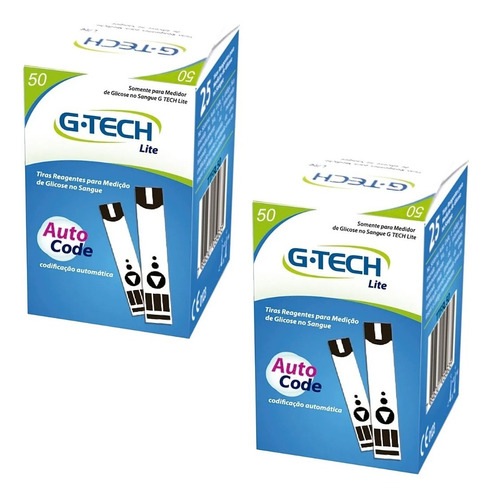 100 Tiras De Teste Glicemia P/ G-tech Lite