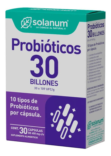 Solanum Probióticos 30 Billones 30 Cápsulas