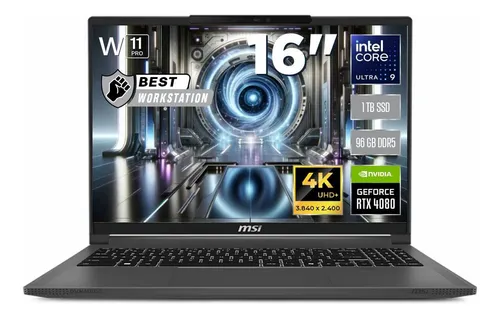 Portátil Msi Creator 16 Core Ultra 9 Rtx 4080 96gb Win11 Pro