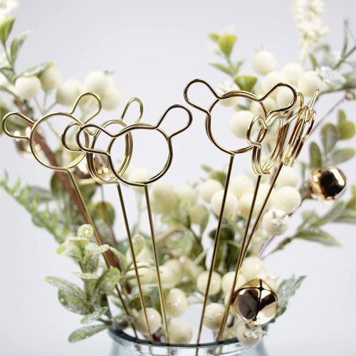 Tarjeteros Para Flores Con Diseño, 30 Porta Tarjeta Metalico Color Oso
