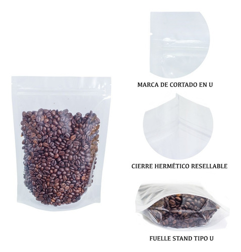 Imagen 5 de 6 de 50 Bolsas Stand Up Pouch Con Cierre Transparente De 500 Grs