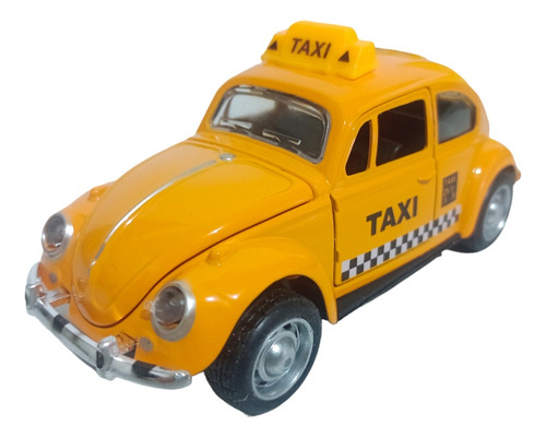 Fusca Fusquinha Táxi Laranja Miniatura Carrinho Fricção