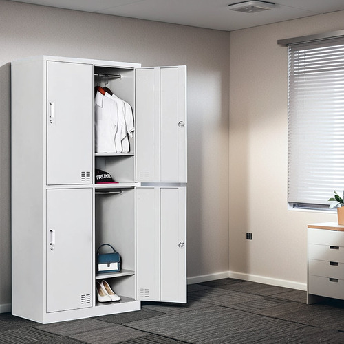 Taquilla Metálica De 4 Puertas Con Dimensiones De 180cm Gris Claro