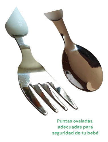 Juego Cubiertos Cuchara Tenedor Infantil Acero Inox 3 Pzs Blanco Oso Panda