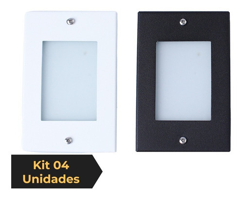 Kit 4 Balizador De Embutir Escada Parede Cx 4x2 Alumínio Cor Branco 110V/220V