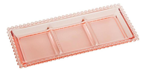 Petisqueira De Cristal Wolff Com 3 Divisões Pearl Rosa Cor Colorido