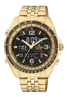 Reloj Citizen Promaster JQ8003-51e/Color de correa: dorado, color del bisel: negro/dorado, color de fondo: negro