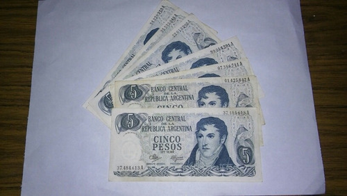 Lote De 7 Billetes De 5 Pesos Ley 18188 Serie A