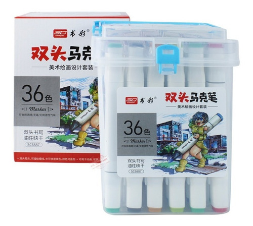 Imagen 1 de 8 de Set 36 Plumones Profesional Doble Punta Pantone Rotulador