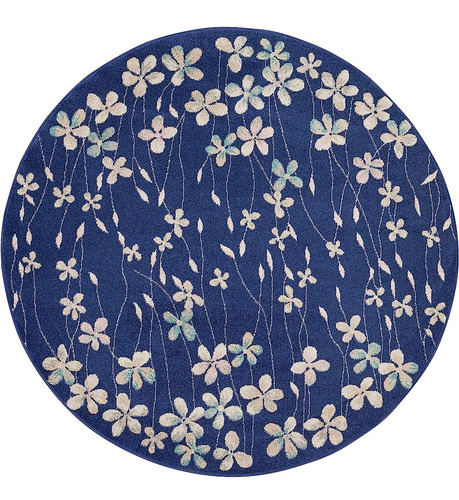 Nourison Tranquil Floral Navy 5'3  X Round Area -alfombra, F