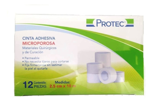 512350 2 Paq Cinta Adhesiva Microporosa Protec 1.25cmx10m