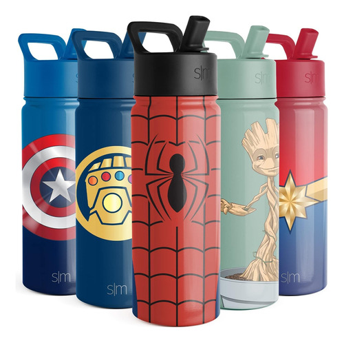 Botella De Agua Simple Y Moderna De Spiderman Con Tapa De Pa