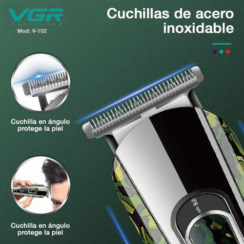 Imagen 6 de 10 de Maquina Corta Pelo Vgr V102 Profesional Grooming Kit 5 En 1