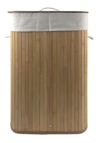 Cesto Canasto Plegable Bambú Rectangular Ropa C/tapa Y Asas
