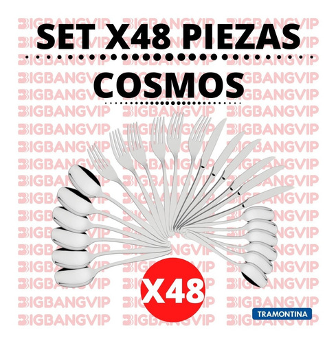 Imagen 2 de 10 de Set X48 Cubiertos Acero Tramontina Athenas Cosmos Premium