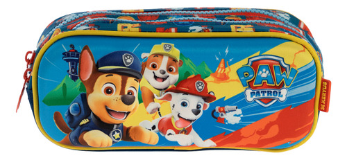 Estojo Duplo Escolar Patrulha Canina Relevo Azul Paw Patrol