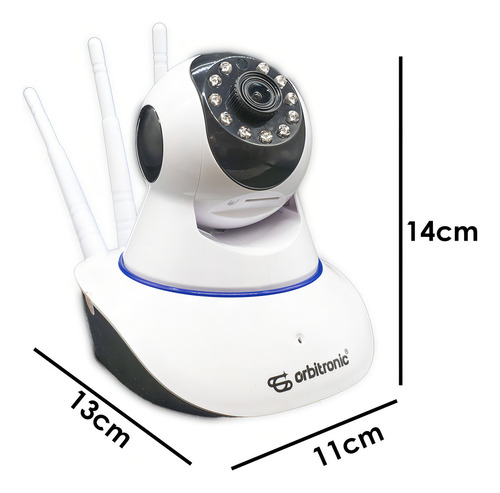 Câmera Segurança 3 Antenas Ip Onvif Wifi Wireless Orbitronic Cor Branco