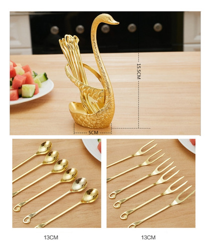 Fruta De Cisne Color: Raya Dorada Con 6 Cucharas