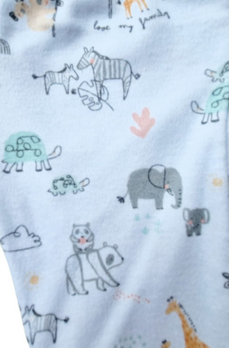 Imagen 2 de 2 de Conjunto Bebe Interlock Pantalon /body/gorro Est. Animalitos