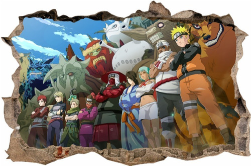 Vinilos Efecto 3d Pared Rota Naruto - 1.50m X 1m