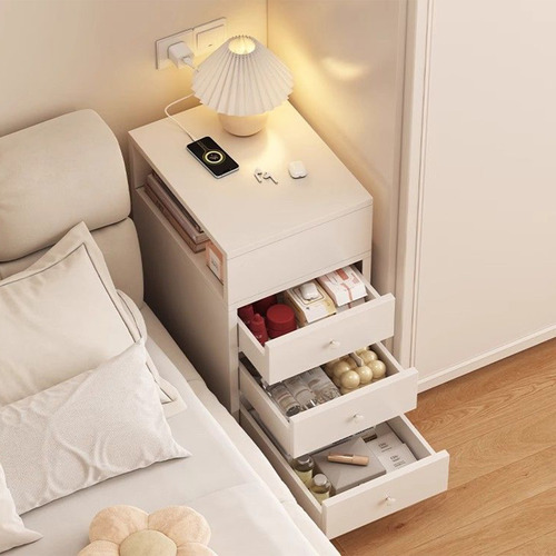 Buro Mesa De Noche Para Recamara Moderno Con 3 Cajones Blanco