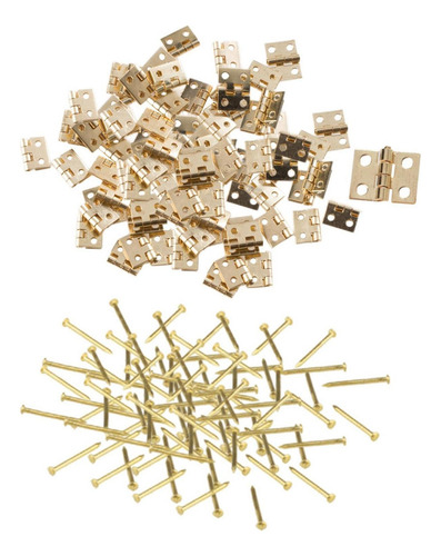Mini Dobradiças Com Parafusos De 200 Peças Dourado