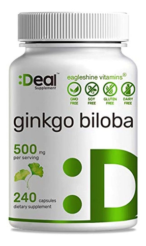 Suplemento Ginkgo Biloba,500 Mg Por Porción, 240 Cápsulas