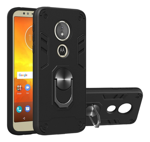 Funda Case Para Motorola Moto E5 Con Anillo Metálico Negro