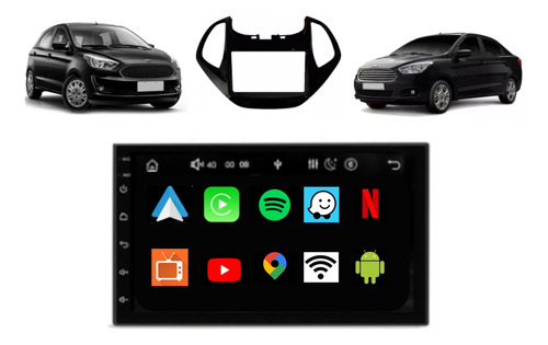 Multimídia Android Ford Ká 15 16 17 18 Carplay Tv Mold Gps