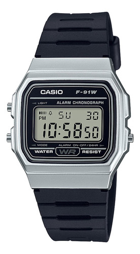 Reloj Casio F-91wm-7a Resina Juvenil Plateado