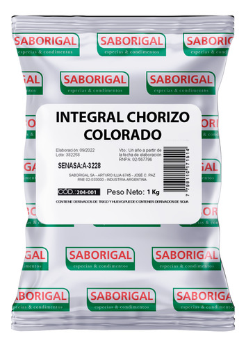Condimento Integral Para Chorizo Colorado Saborigal X 1 Kilo