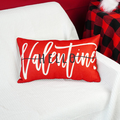 Funda Almohada Lumbar San Valentín 30x50 Cm Roja Para Patio