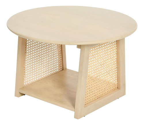 Mesa De Centro Principal + Mesa Boho De Madera Maciza Con Es